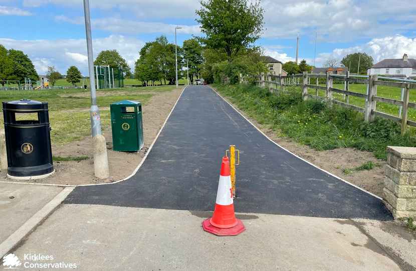 Cllr John Taylor praises improvement work at Highburton Rec